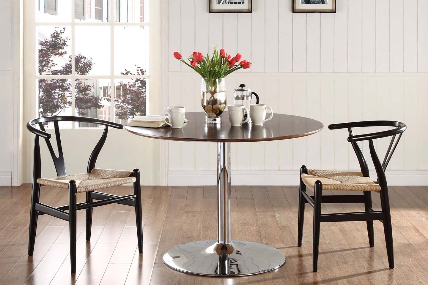 Wishbone Chair, Black with Natural Seat