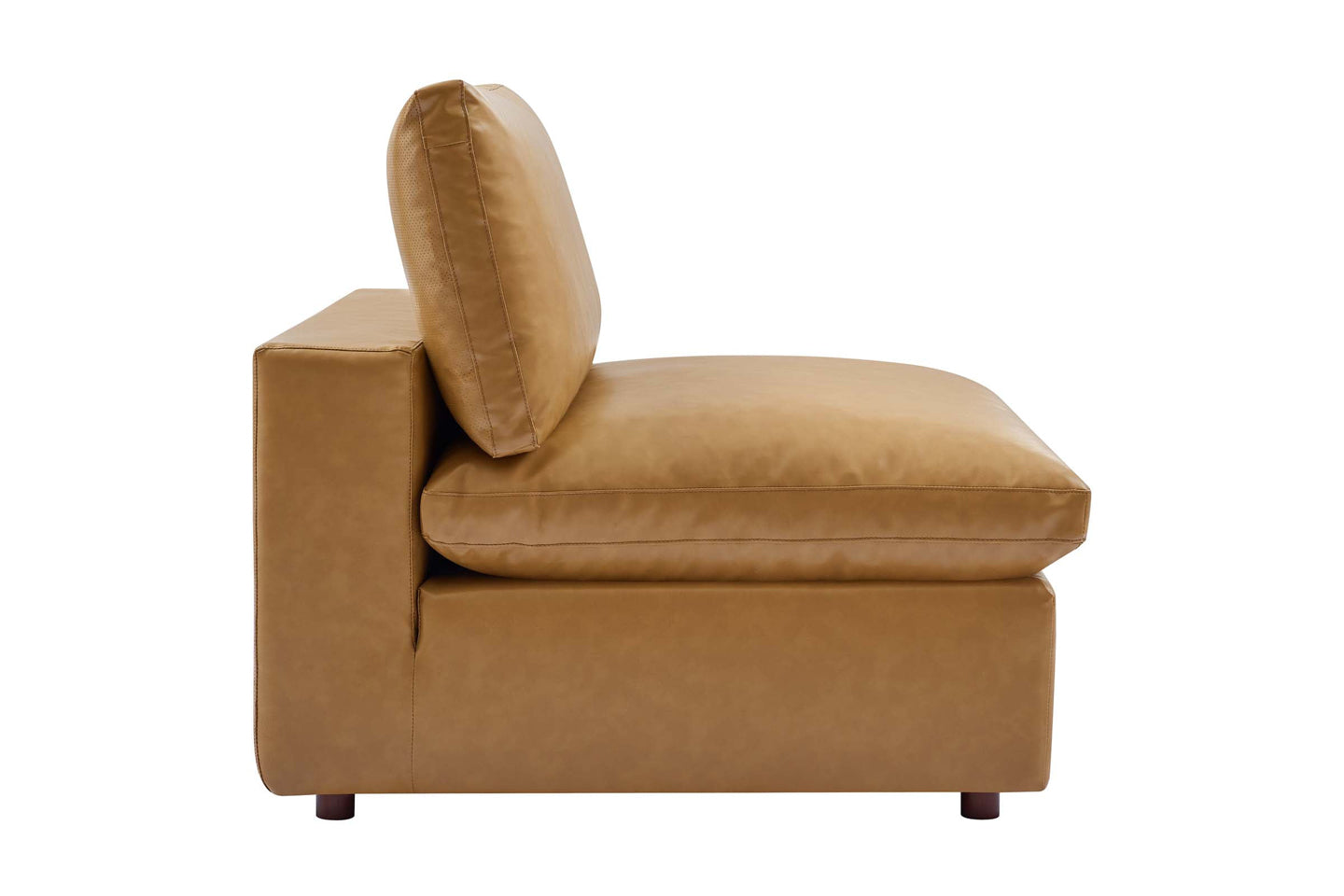 Commix Deep Seat Sectional Sofa, 3 Seater, Tan Imitation Leather
