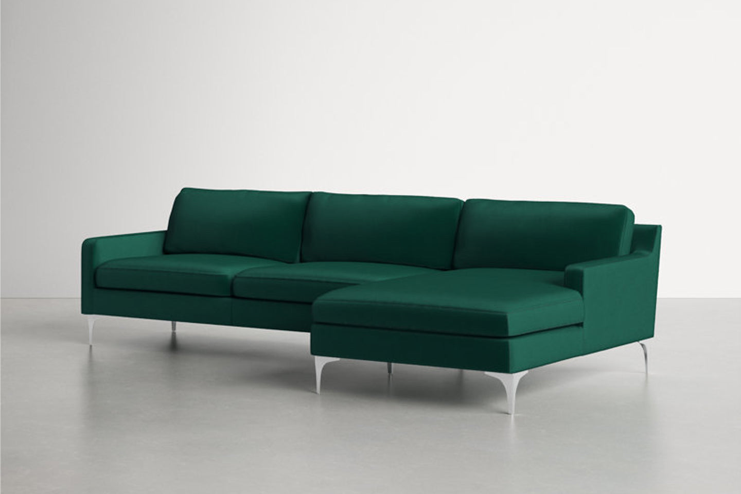 Jones Sectional Sofa With Chaise, Left Facing, Green, Velvet