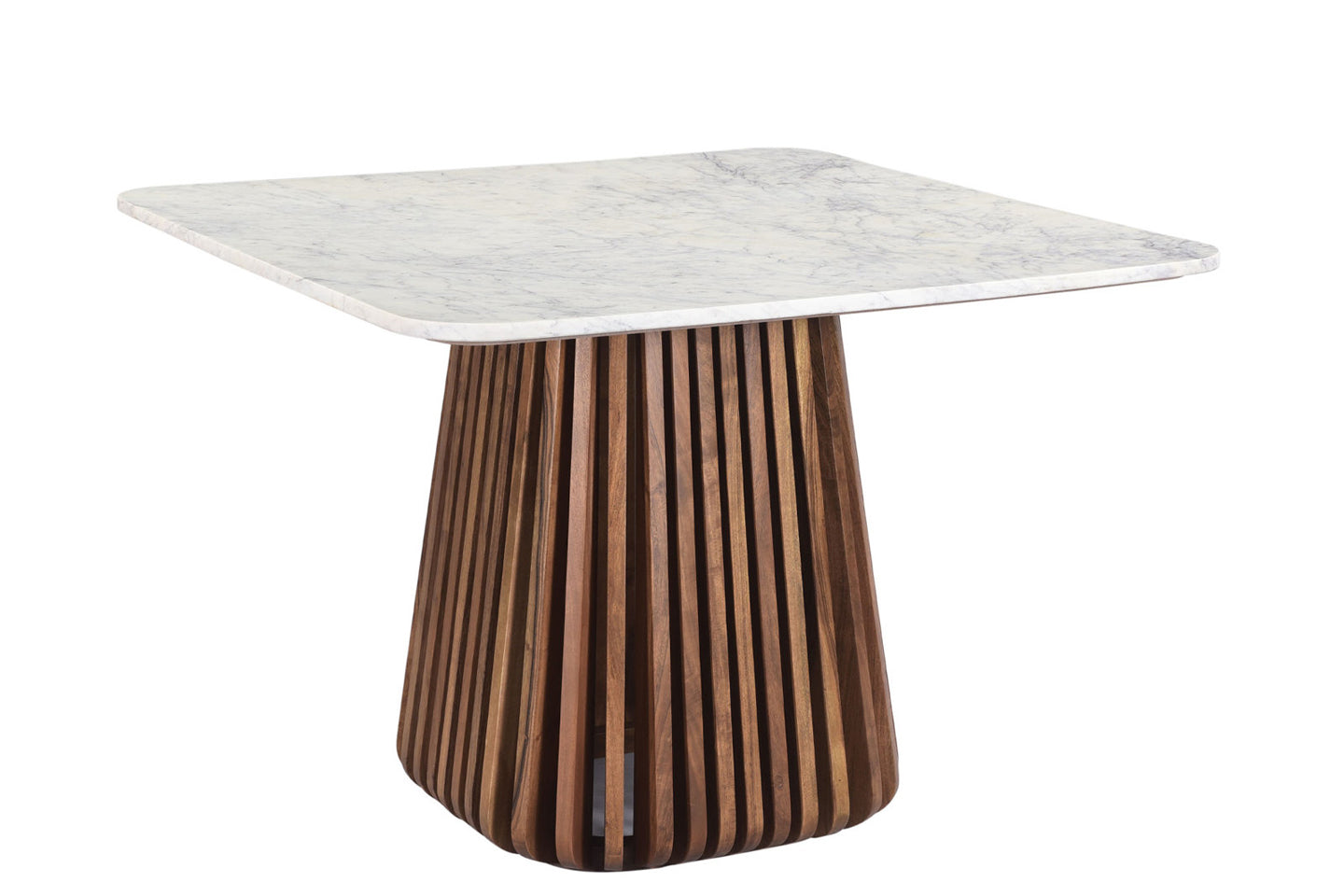 Kendall Square Top Dining Table, White Marble, Solid Wood