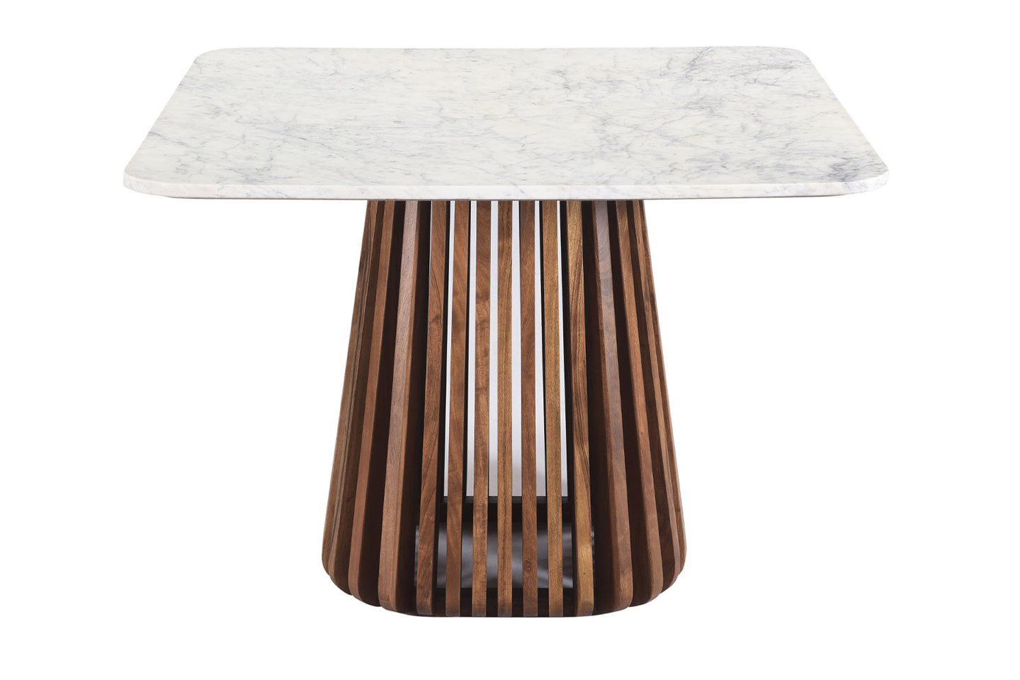 Kendall Square Top Dining Table, White Marble, Solid Wood
