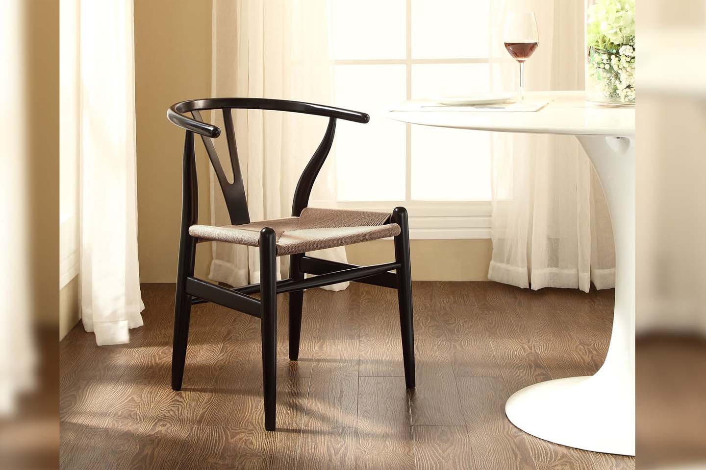 Wishbone Chair, Black with Natural Seat