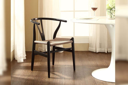 Wishbone Chair, Black with Natural Seat
